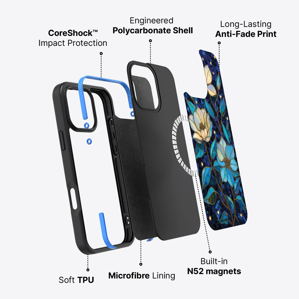 iPhone 16 Pro Case with MagSafe – Midnight Magnolia