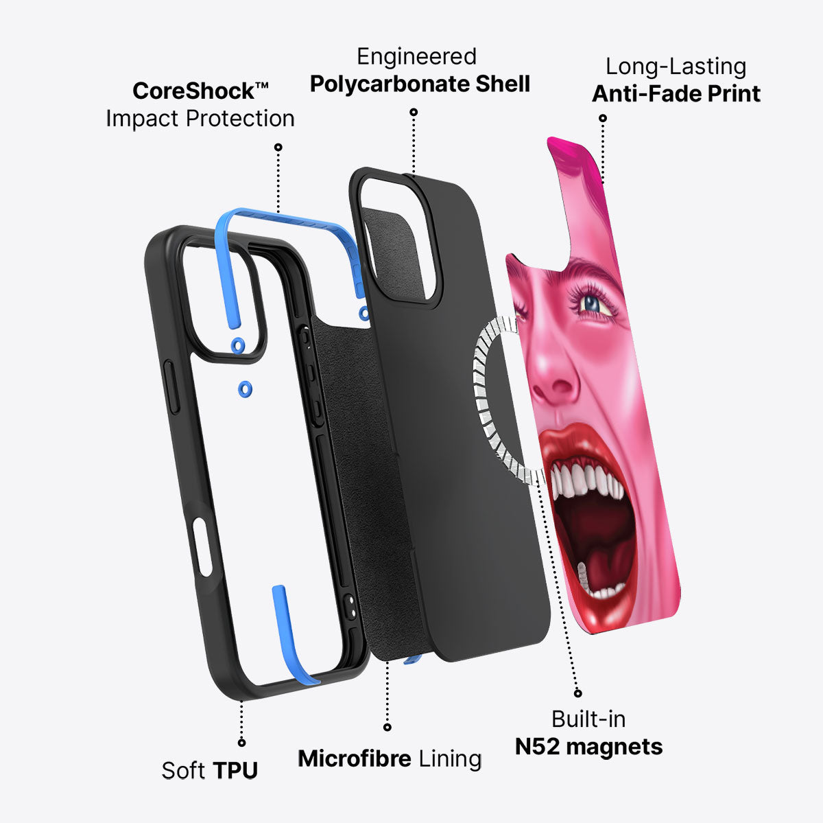 Pink Rage - iPhone 16 Pro Case #case type_core (magsafe)