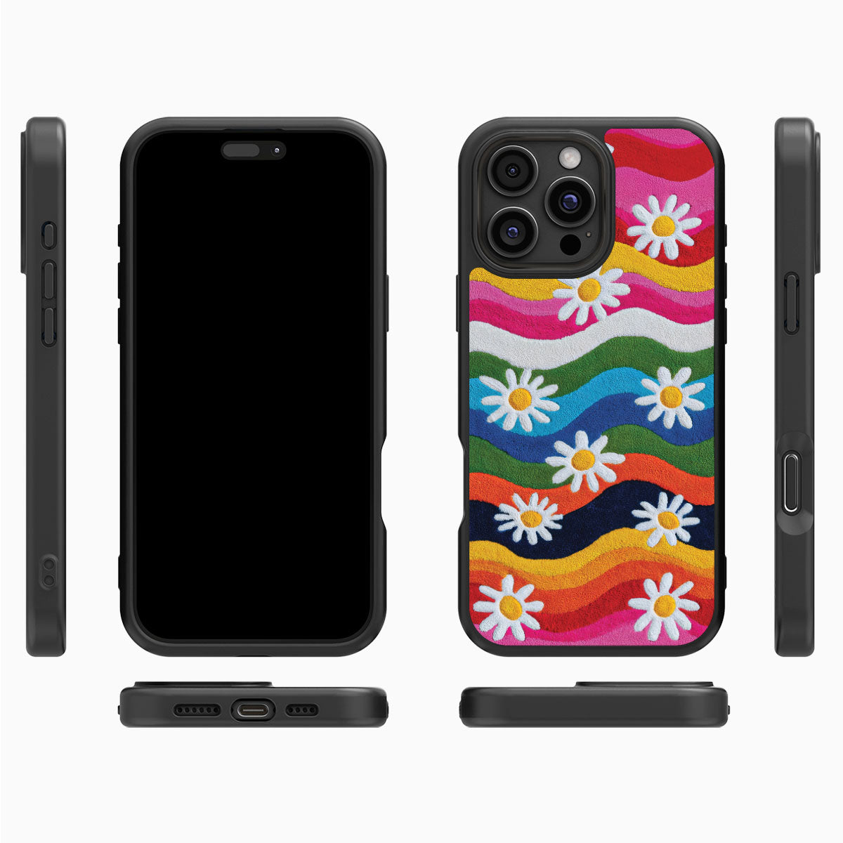 iPhone 16 Pro Case with MagSafe – Rainbow Daisy