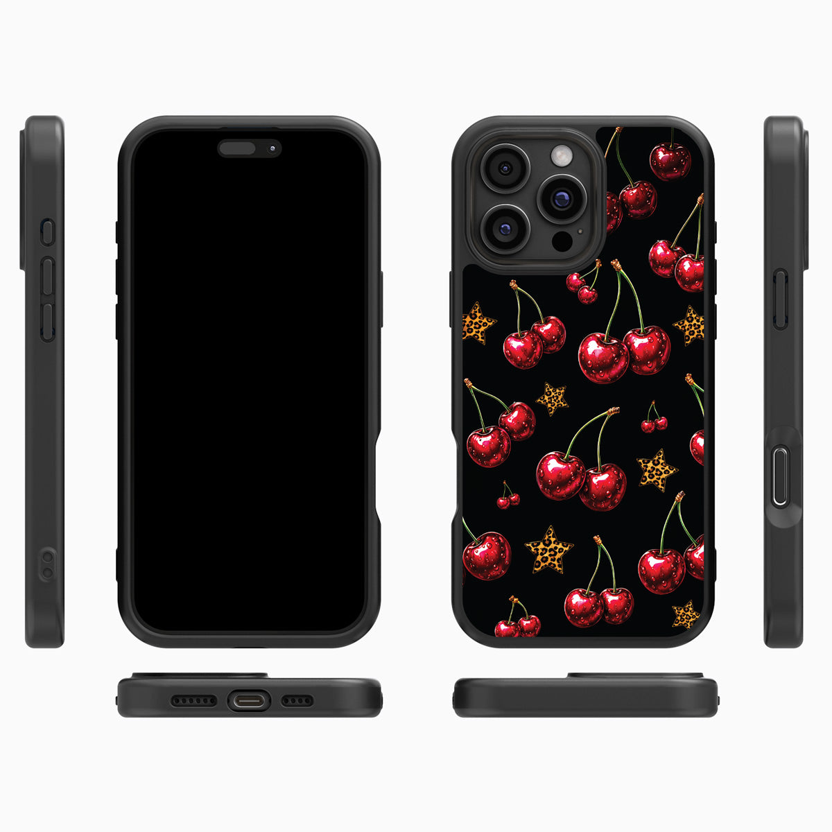 Rebel Cherry iPhone 16 Pro case cover – multi-angle view