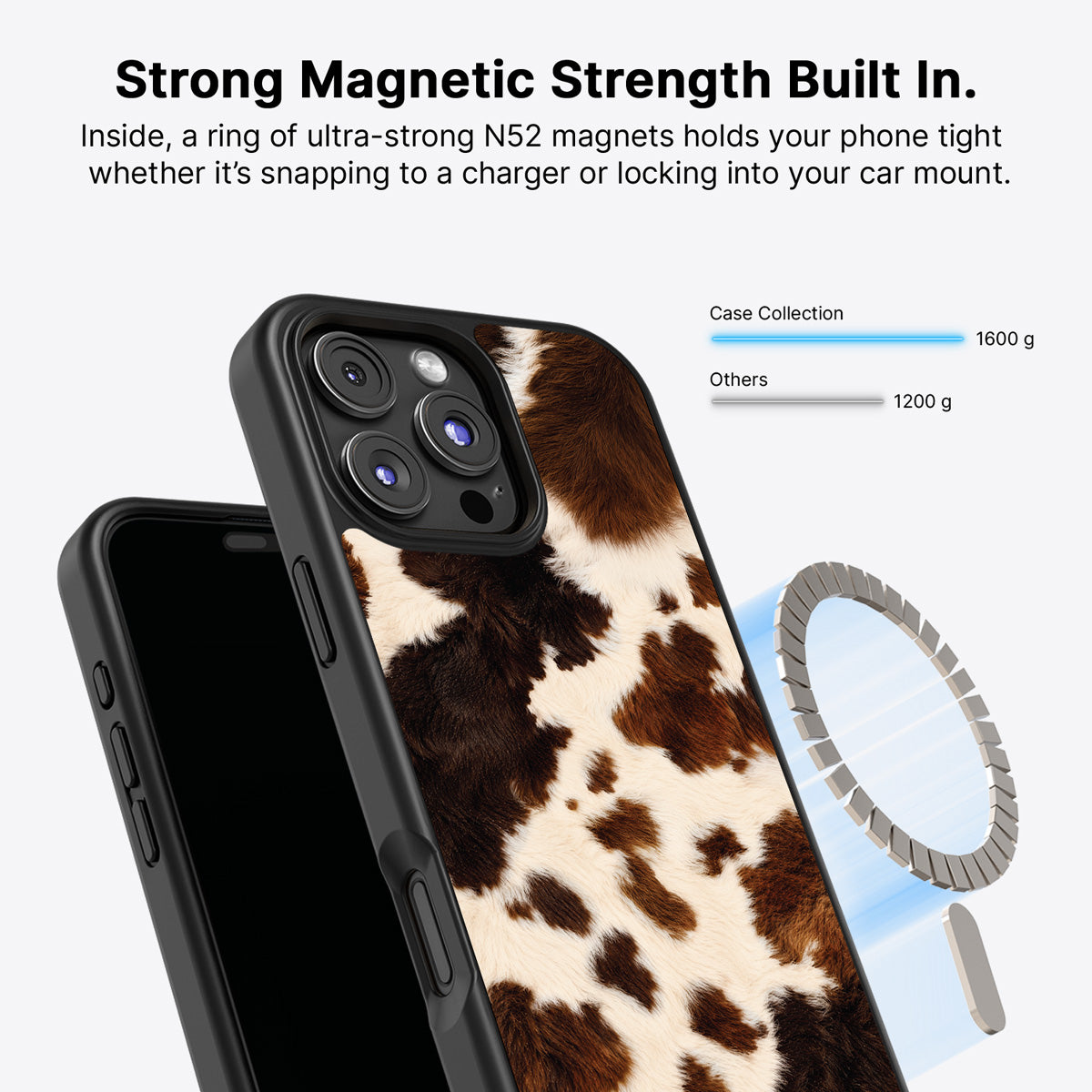 Cowhide Designer iPhone 16 Pro Case – Swiss Cow | MagSafe