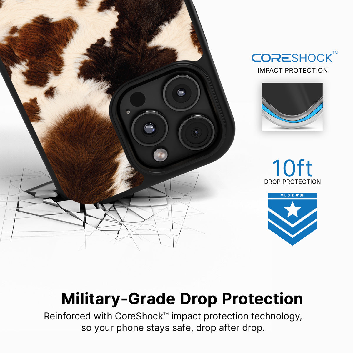 Cowhide Designer iPhone 16 Pro Case – Swiss Cow | MagSafe