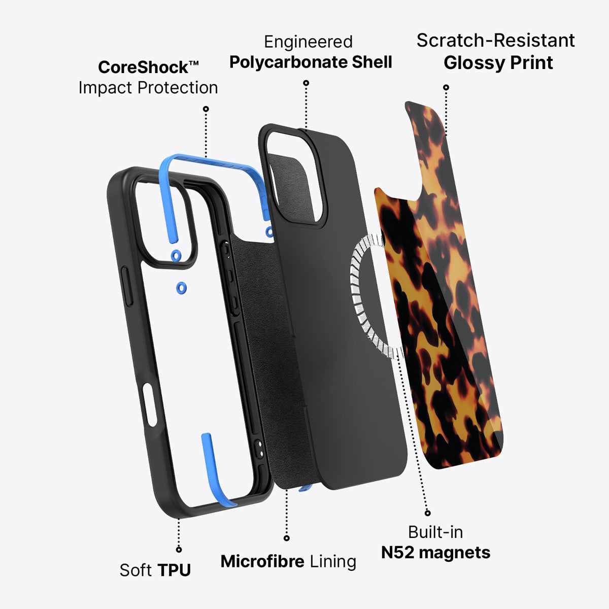 Animal Print Designer iPhone 16 Pro Case – Tortoise Shell | MagSafe