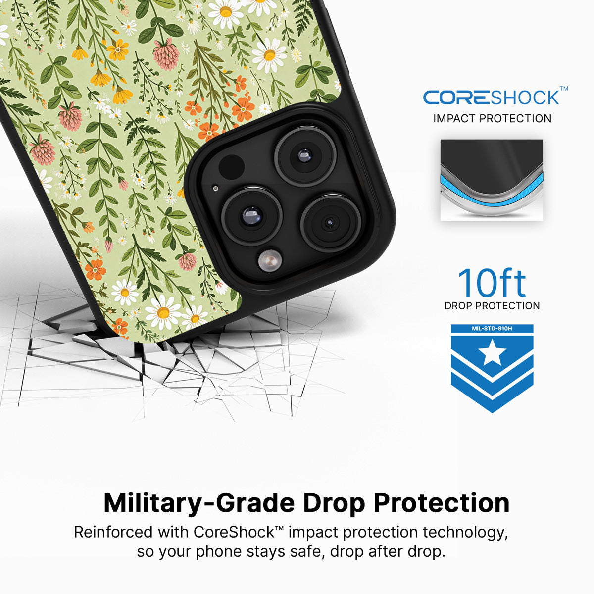 Wildflower Meadow iPhone 16 Pro case with drop protection