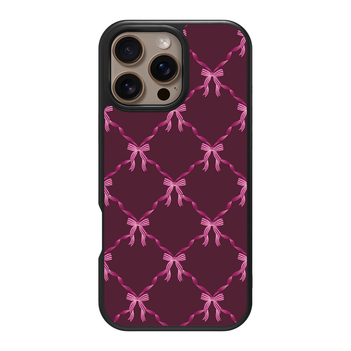 Bordeaux Bow design back view – iPhone 16 Pro Max case