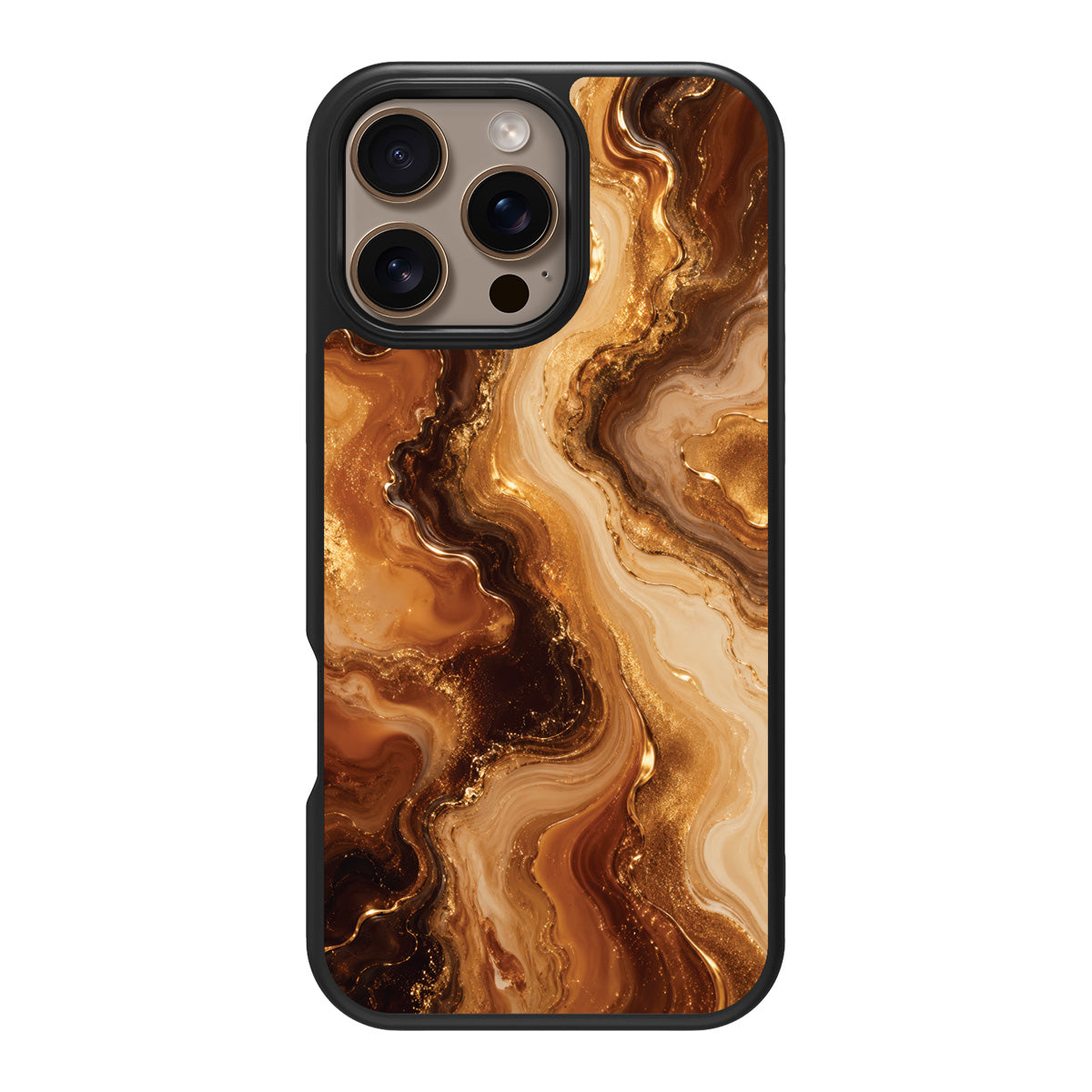 Caramel Swirl design back view – iPhone 16 Pro Max case