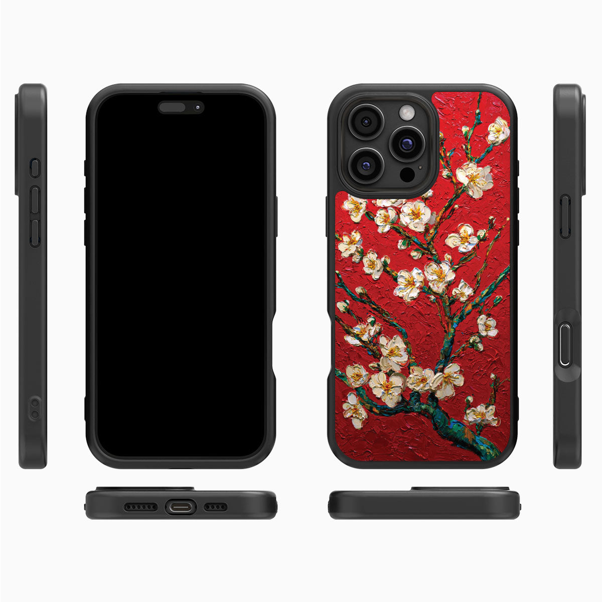 Crimson Blossom iPhone 16 Pro Max case cover – multi-angle view