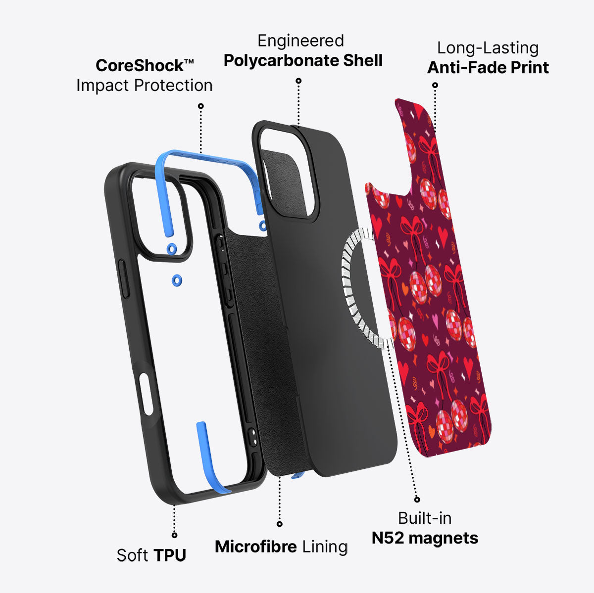 Disco Cherries - iPhone 16 Pro Max Case #case type_core (magsafe)