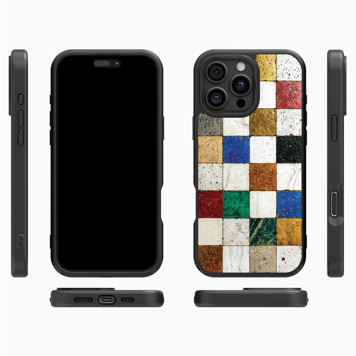 Heritage Mosaic iPhone 16 Pro Max case cover – multi-angle view