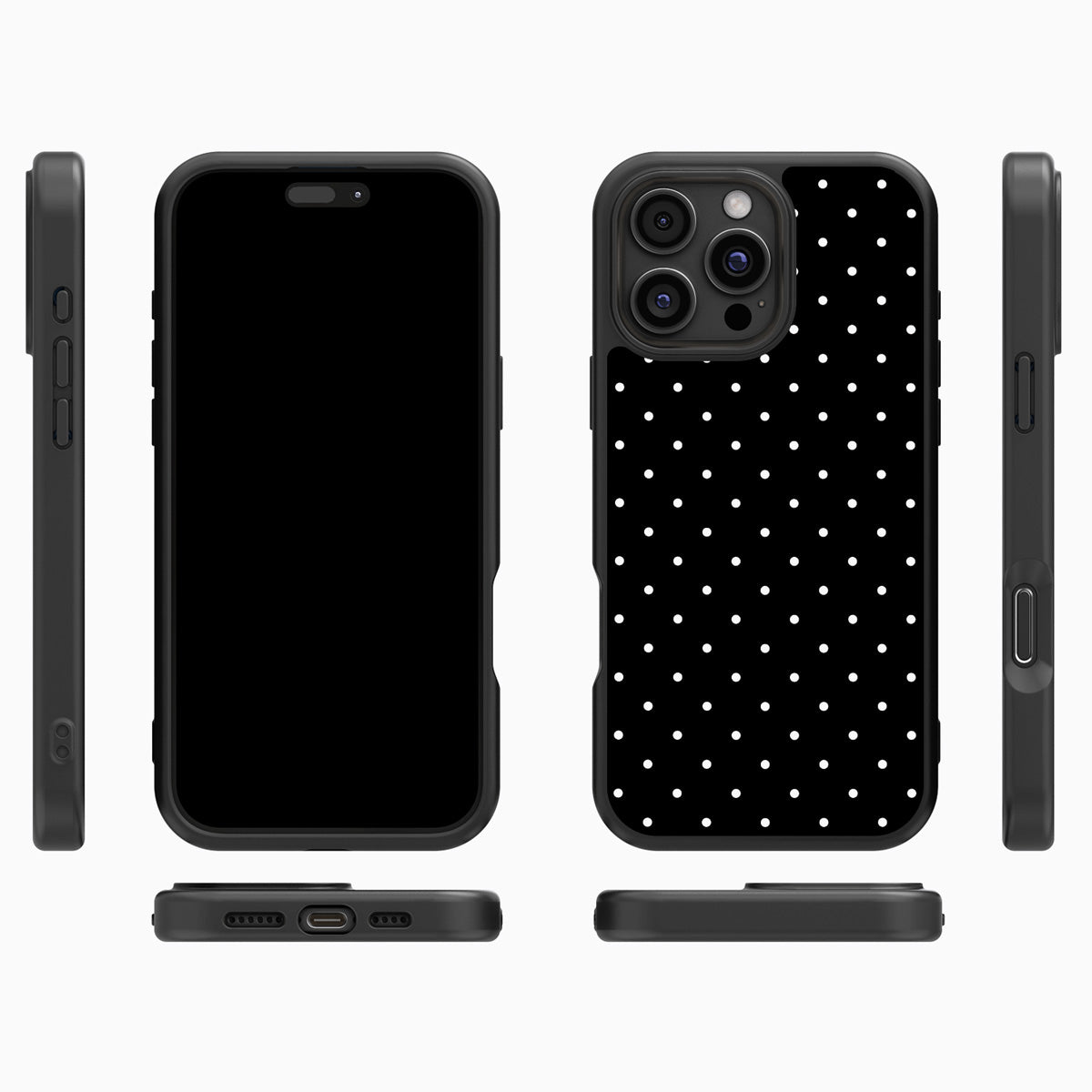 Midnight Confetti iPhone 16 Pro Max case cover – multi-angle view