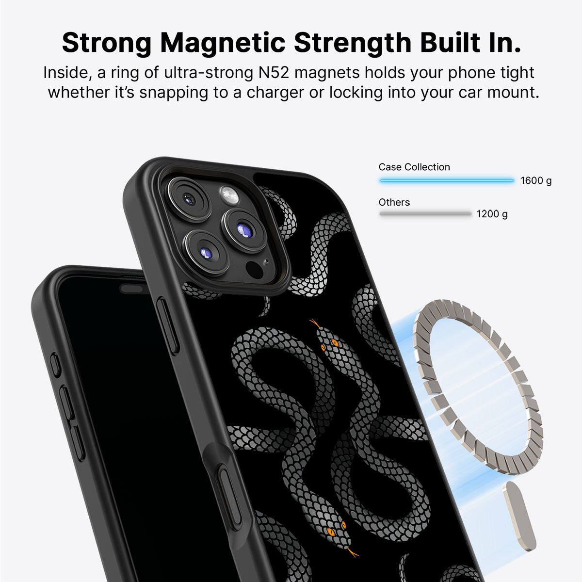 Noir Serpent - iPhone 16 Pro Max Case #case type_core (magsafe)