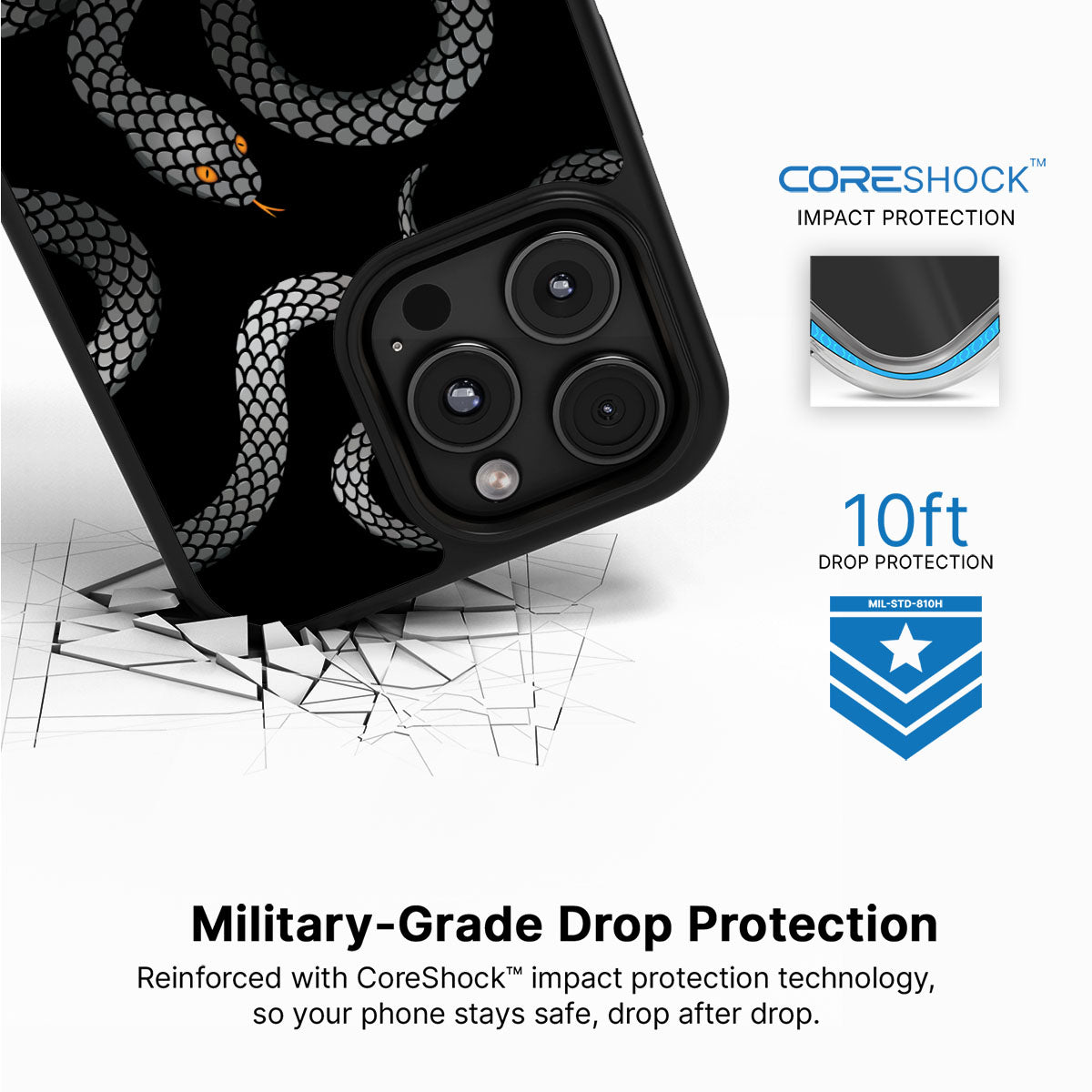 Noir Serpent - iPhone 16 Pro Max Case #case type_core (magsafe), #case type_core (non magsafe)