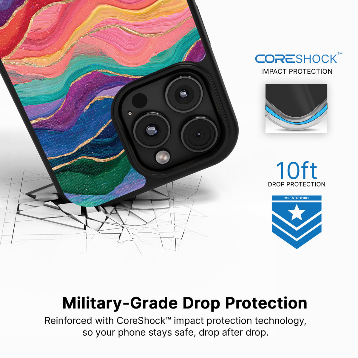 Painted Peaks iPhone 16 Pro Max case with drop protection