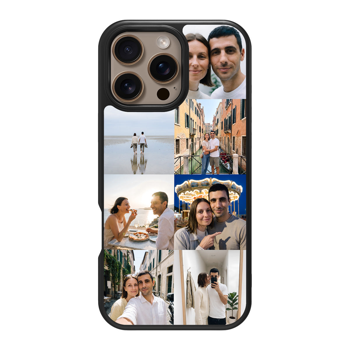 Personalised Photo Collage iPhone 16 Pro Max case – back view, couples 7-photo collage