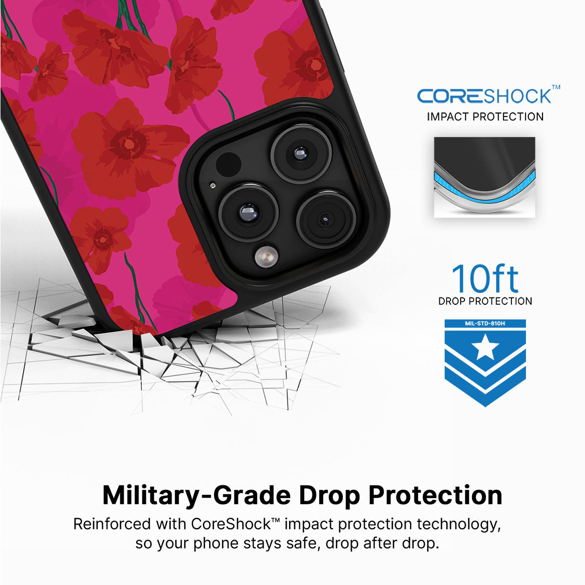 Pink Poppies - iPhone 16 Pro Max Case #case type_core (magsafe), #case type_core (non magsafe)