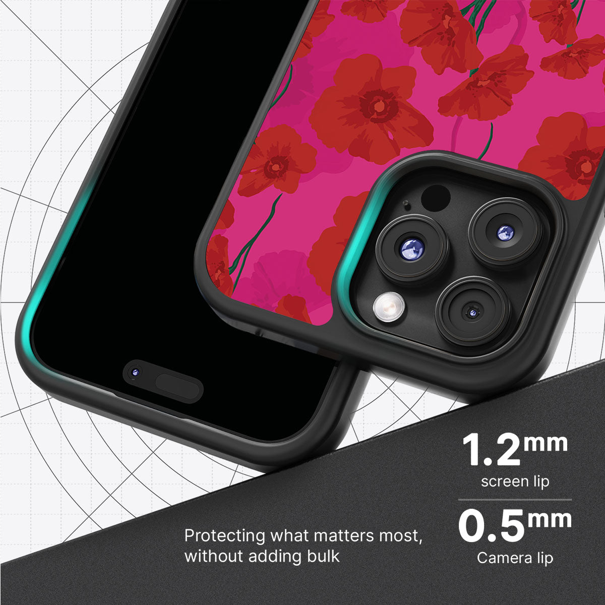 Pink Poppies - iPhone 16 Pro Max Case #case type_core (magsafe), #case type_core (non magsafe)