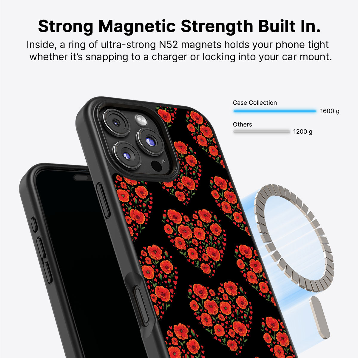 Poppy Heart - iPhone 16 Pro Max Case #case type_core (magsafe)