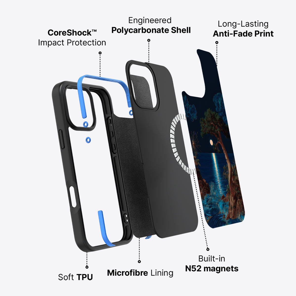 iPhone 16 Pro Max case construction – Quiet Moon phone case