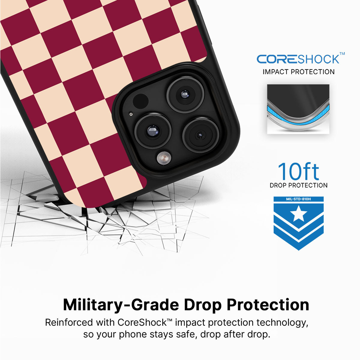 Rouge Board iPhone 16 Pro Max case with drop protection