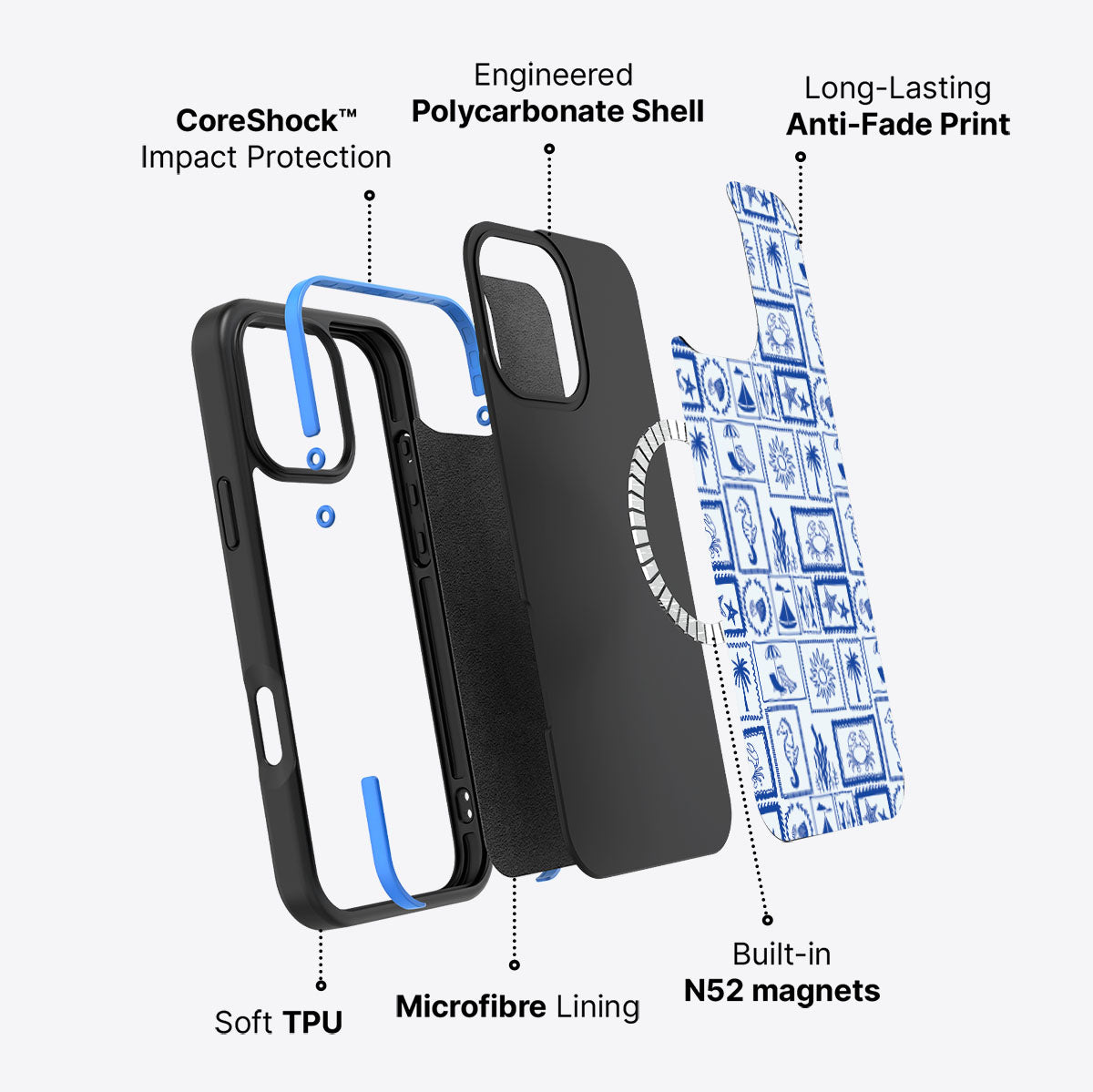 Seaside Sketches - iPhone 16 Pro Max Case #case type_core (magsafe)