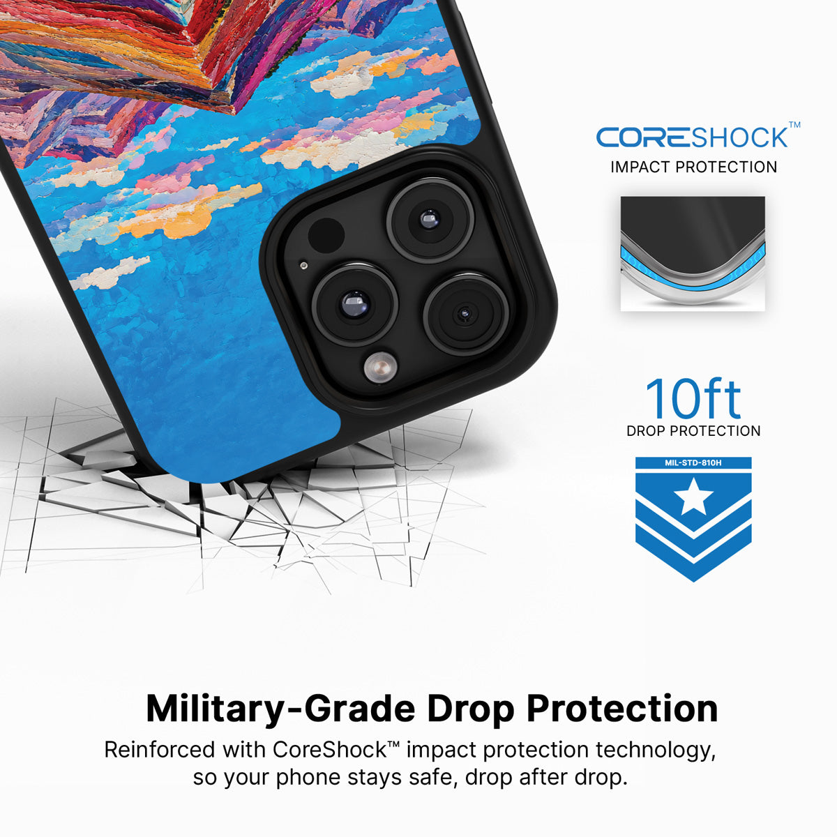 Spectrum Ridge iPhone 16 Pro Max case with drop protection
