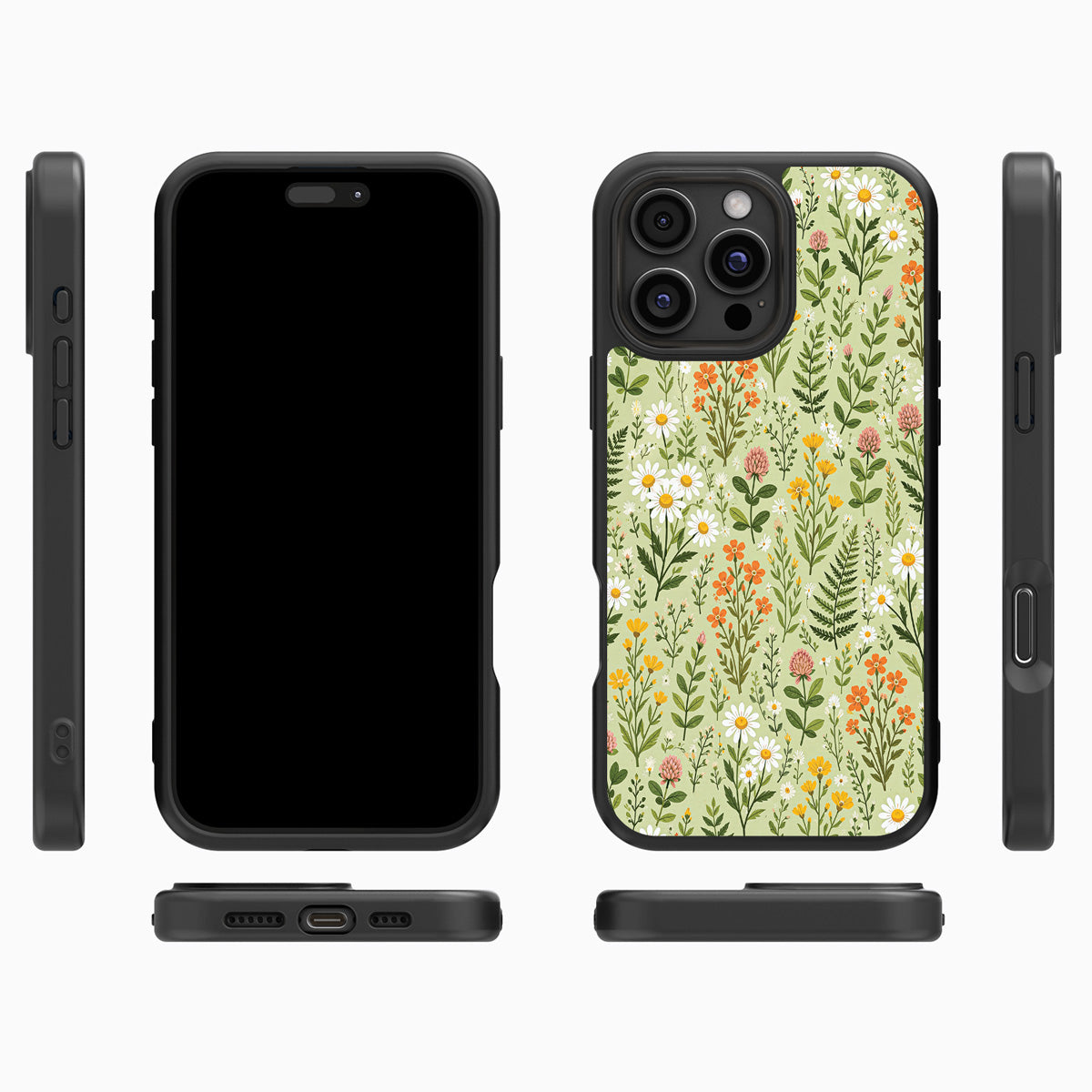 Wildflower Meadow iPhone 16 Pro Max case cover – multi-angle view