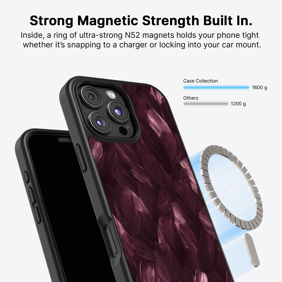 iPhone 16 Pro Max MagSafe case – Wine Plumage design