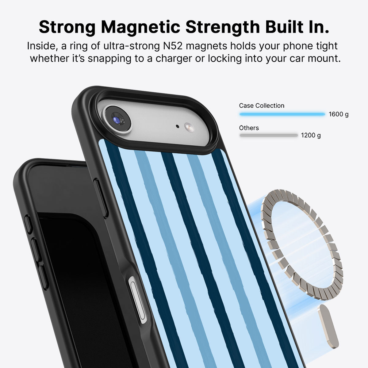 Blue Watercolor Stripes - iPhone 17 Air Case #case type_core (magsafe)
