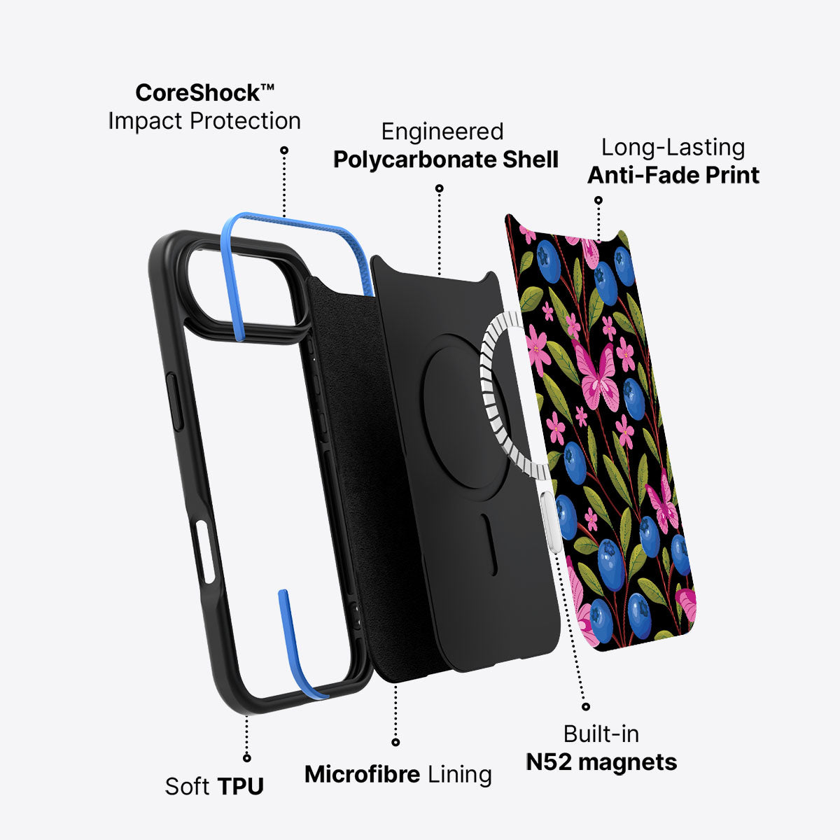 Blueberry Butterflies - iPhone 17 Air Case #case type_core (magsafe)