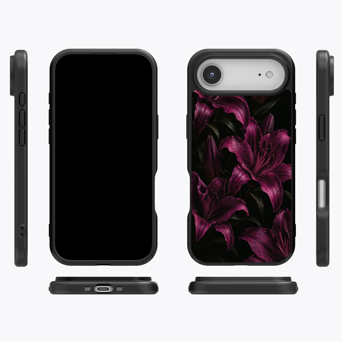 Burgundy Lily iPhone Air case cover – multi-angle view