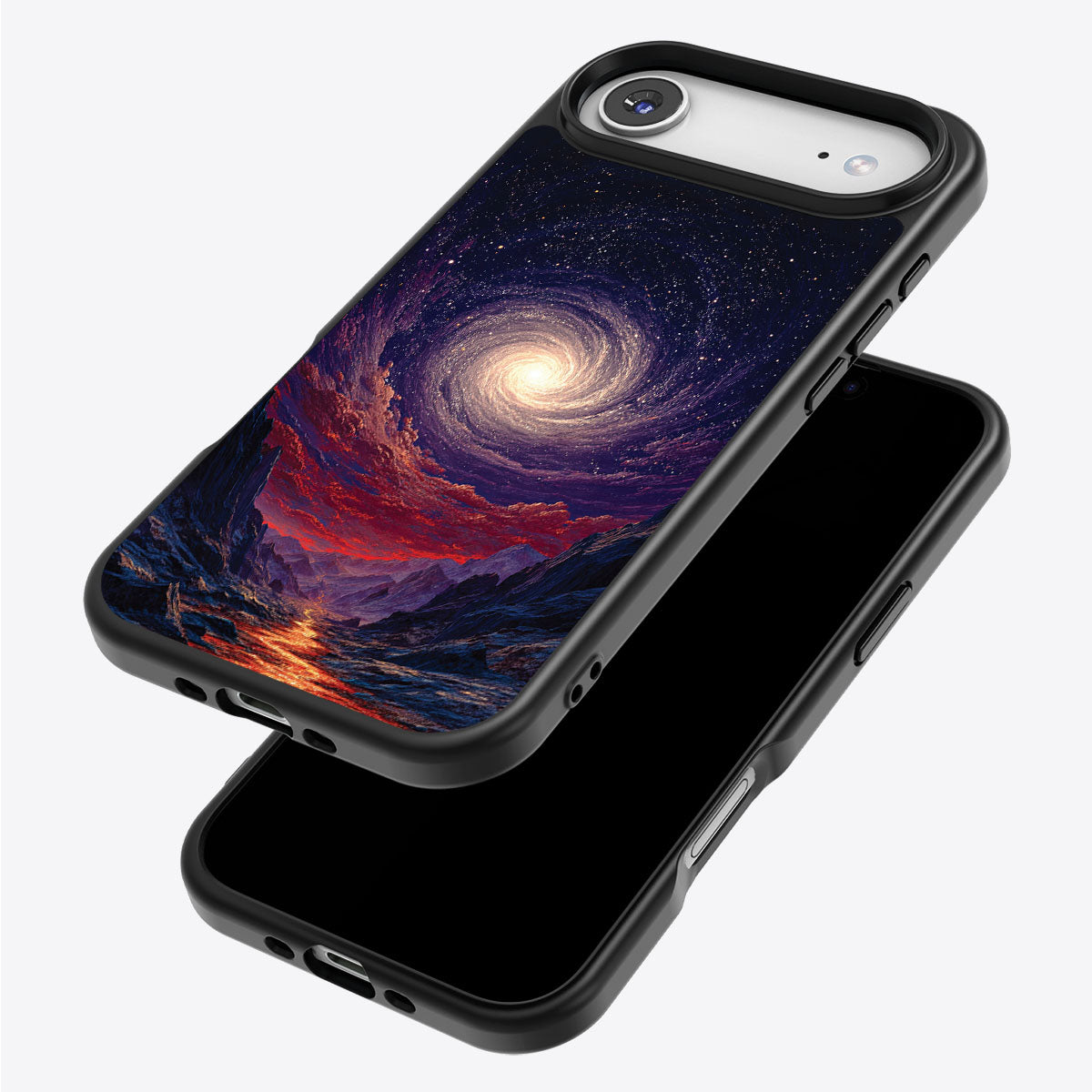 Cosmic Vortex iPhone Air case – back and side view