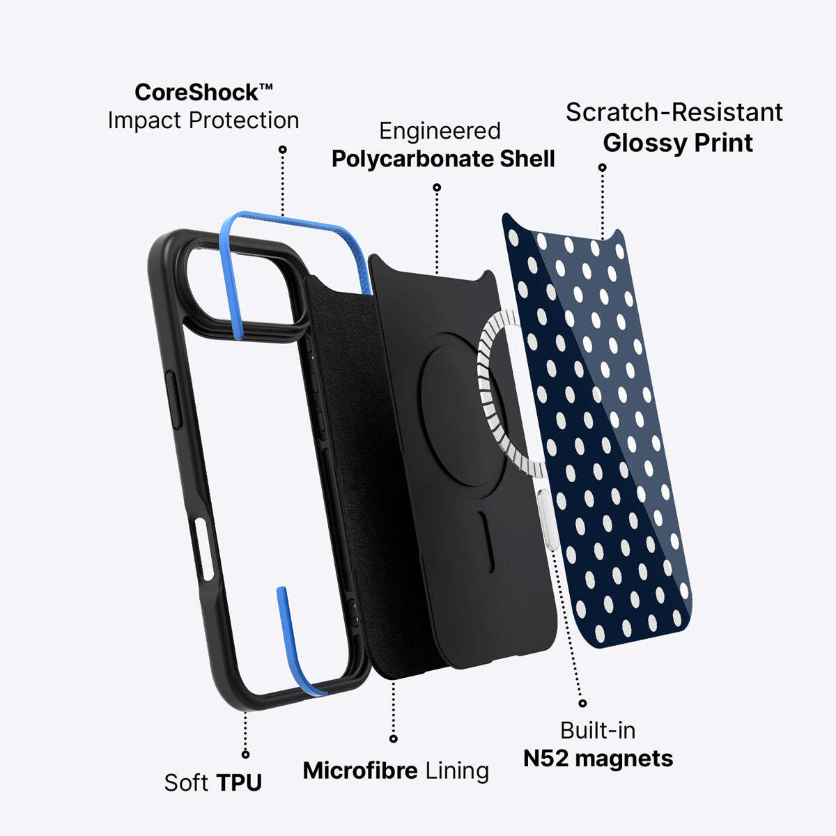 Navy Polka Dot iPhone Air Case – Deep Sea | MagSafe