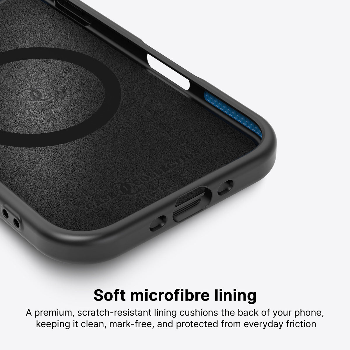 iPhone Air case interior – Garden Kittens microfibre lining