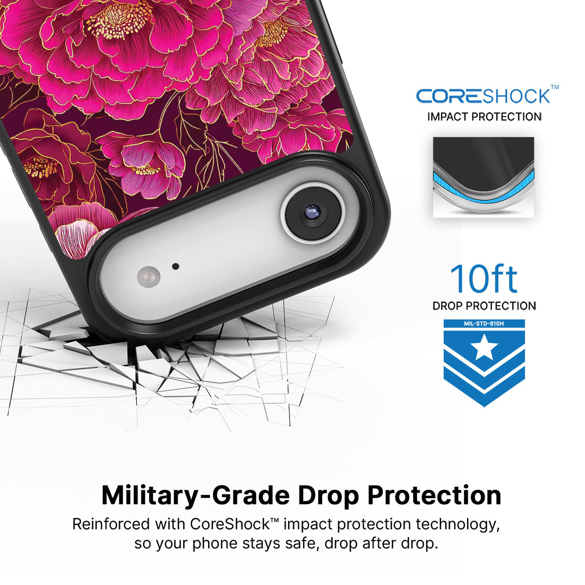 Pink Reverie iPhone Air case with drop protection