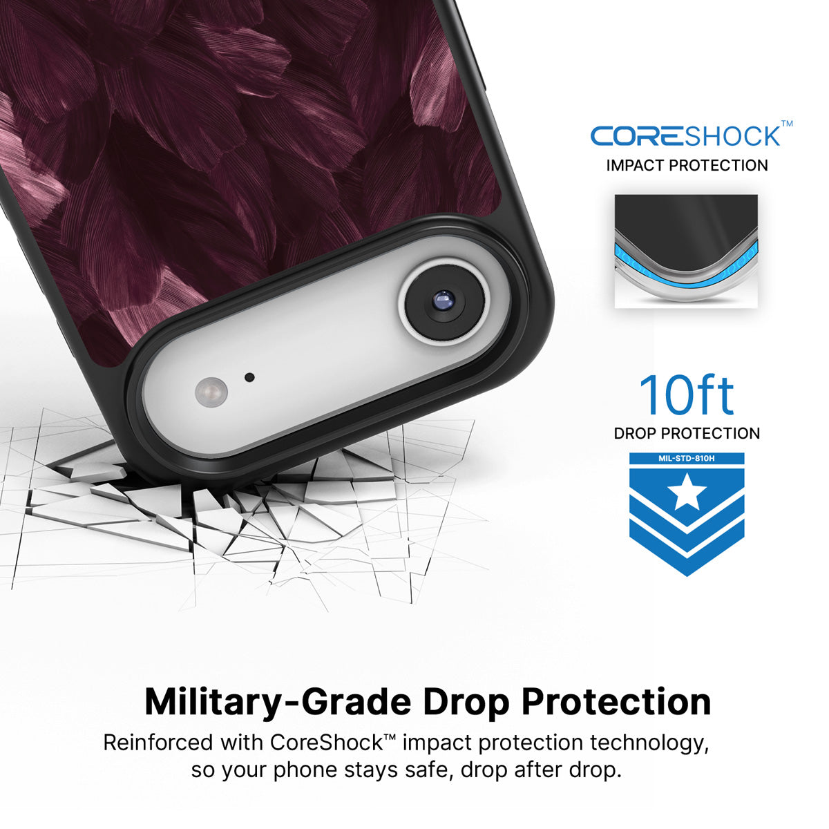 Wine Plumage iPhone Air case with drop protection