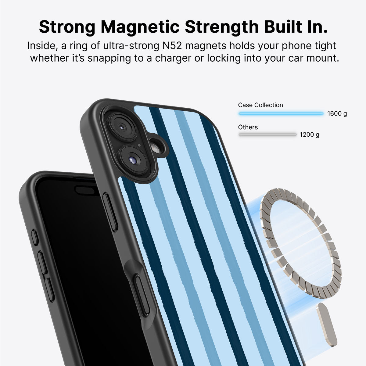 Blue Watercolor Stripes - iPhone 17 Case #case type_core (magsafe)