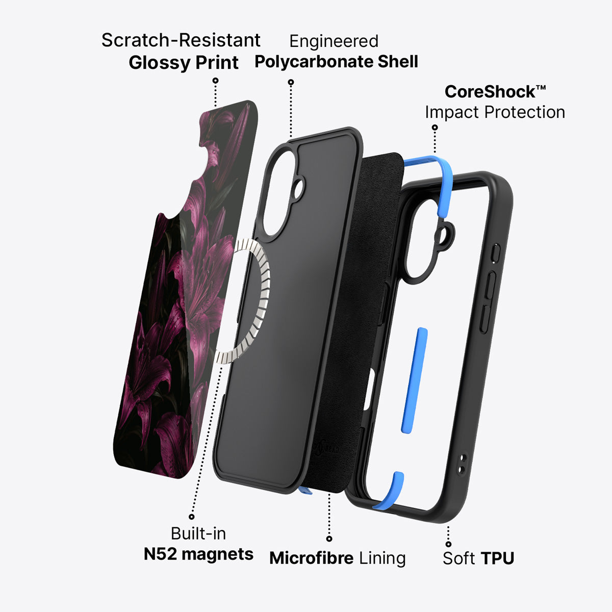 iPhone 17 case construction – Burgundy Lily phone case