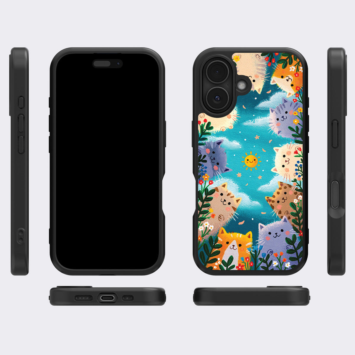 Garden Kittens iPhone 17 case cover – multi-angle view