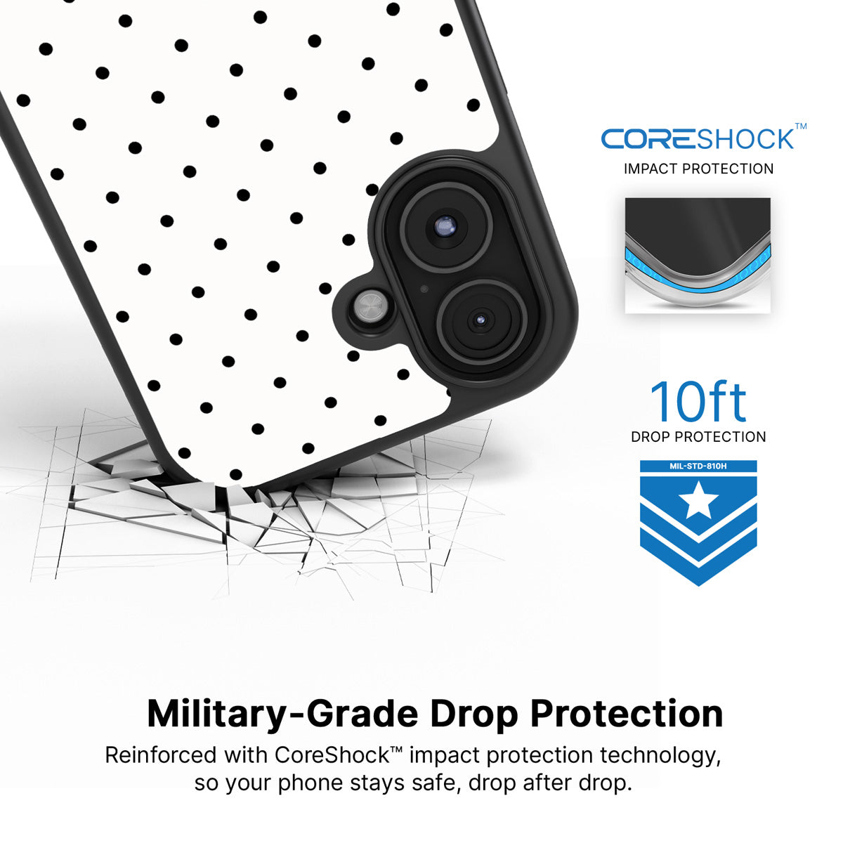 Ivory Sprinkle iPhone 17 case with drop protection