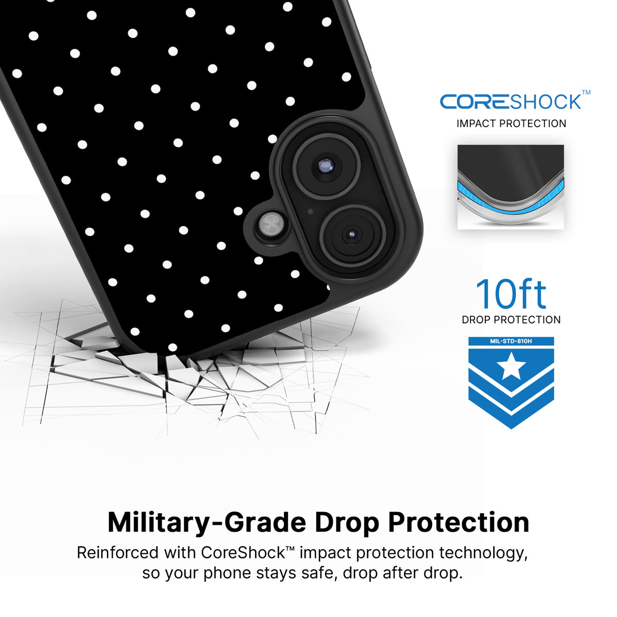 Midnight Confetti iPhone 17 case with drop protection