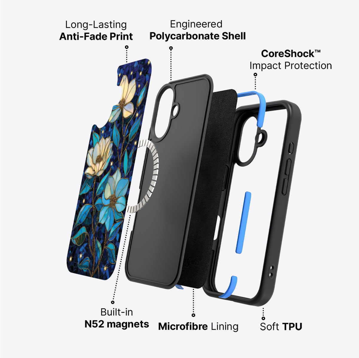iPhone 17 Case with MagSafe – Midnight Magnolia