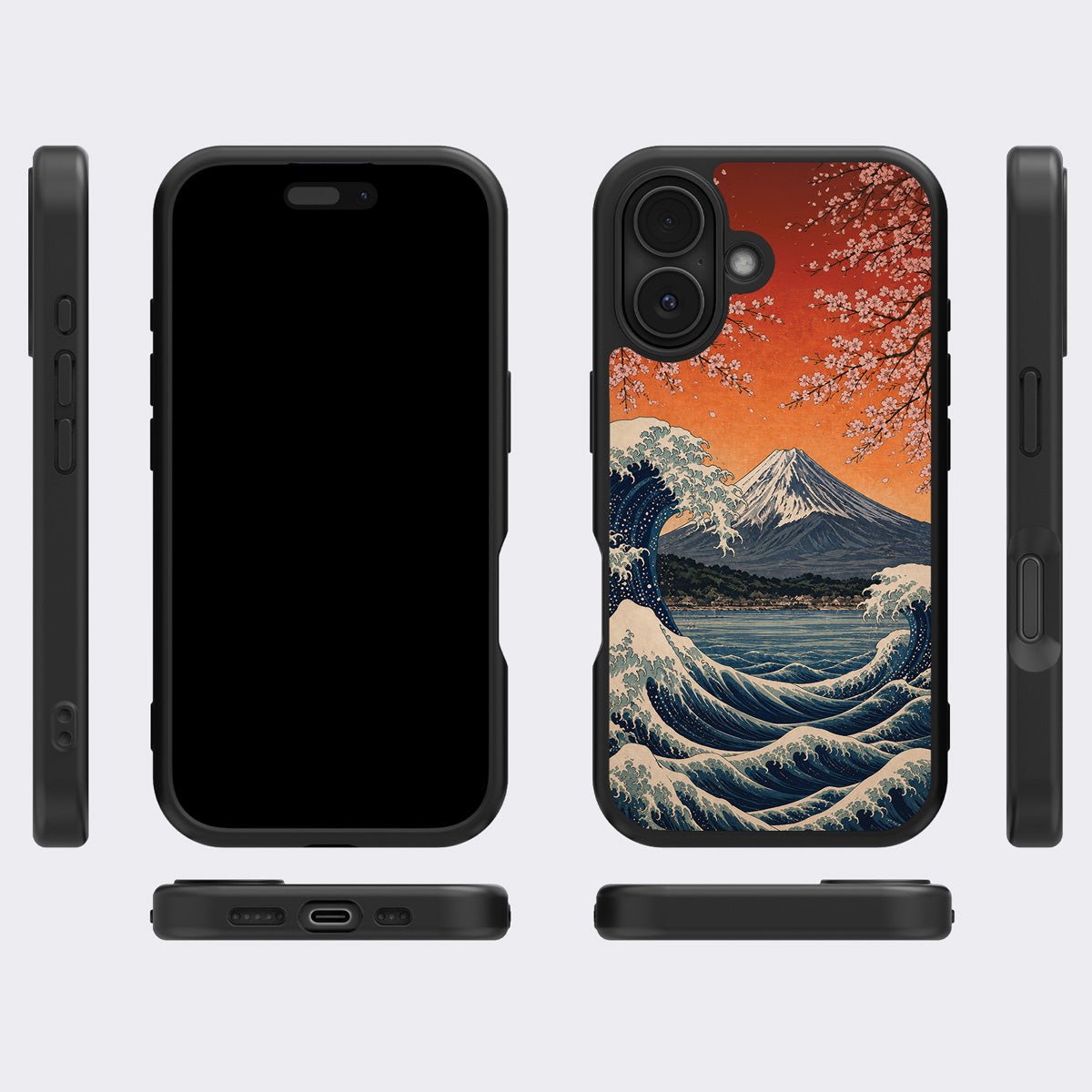 Sakura Coast iPhone 17 case cover – multi-angle view