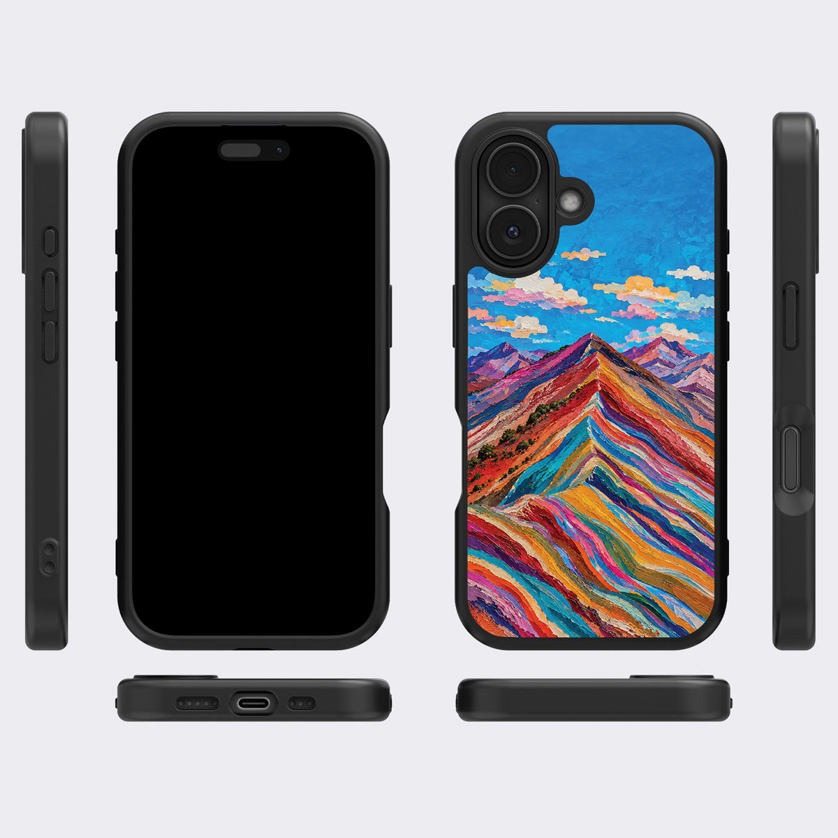 Spectrum Ridge iPhone 17 case cover – multi-angle view