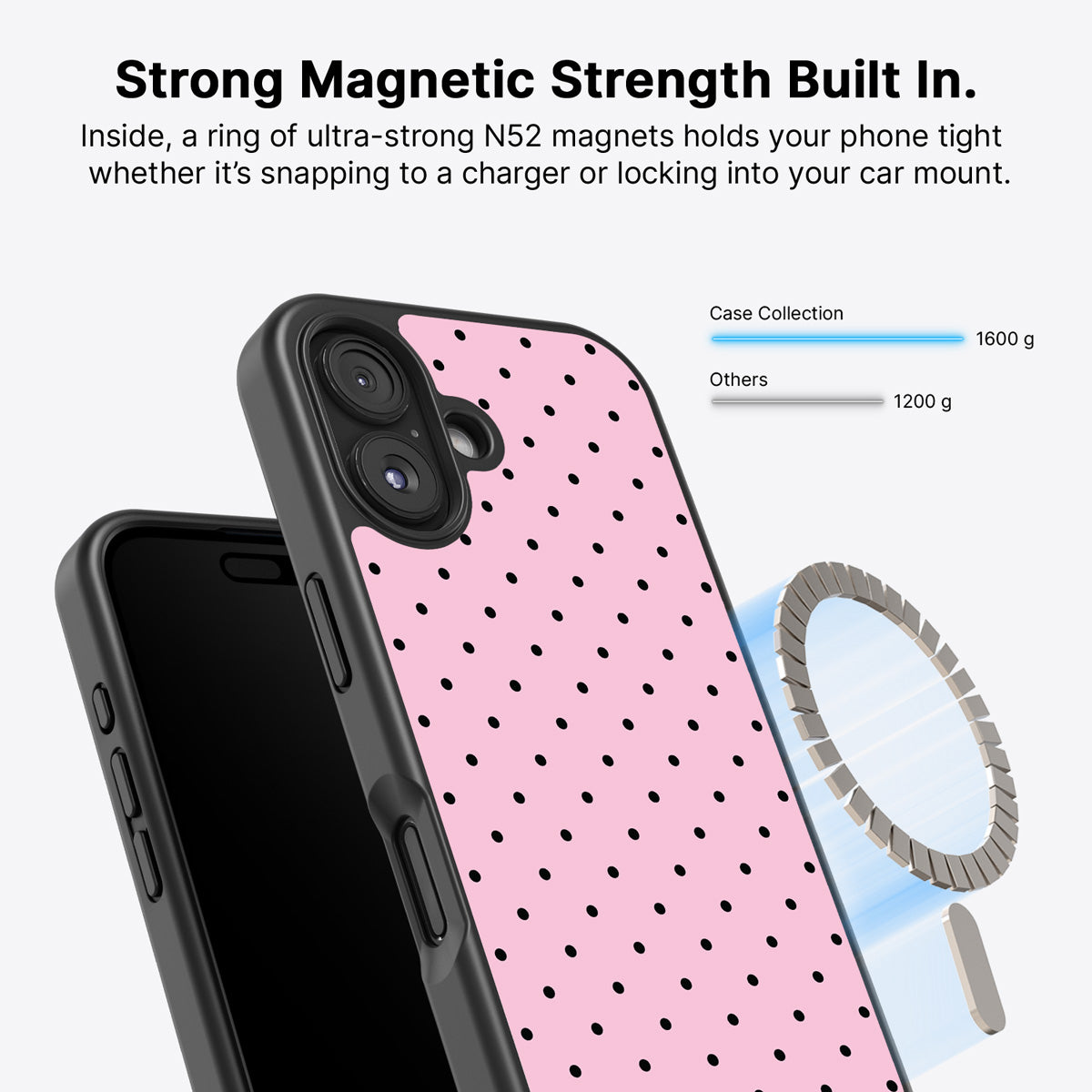 Pink Polka Dot iPhone 17 Case – Veloria | MagSafe