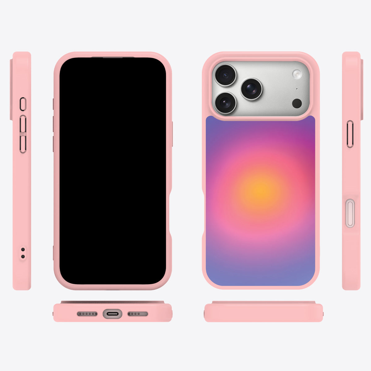 Aura Glow iPhone 17 Pro case cover – multi-angle view