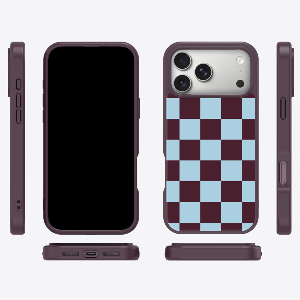 Cabernet Tile iPhone 17 Pro case cover – multi-angle view