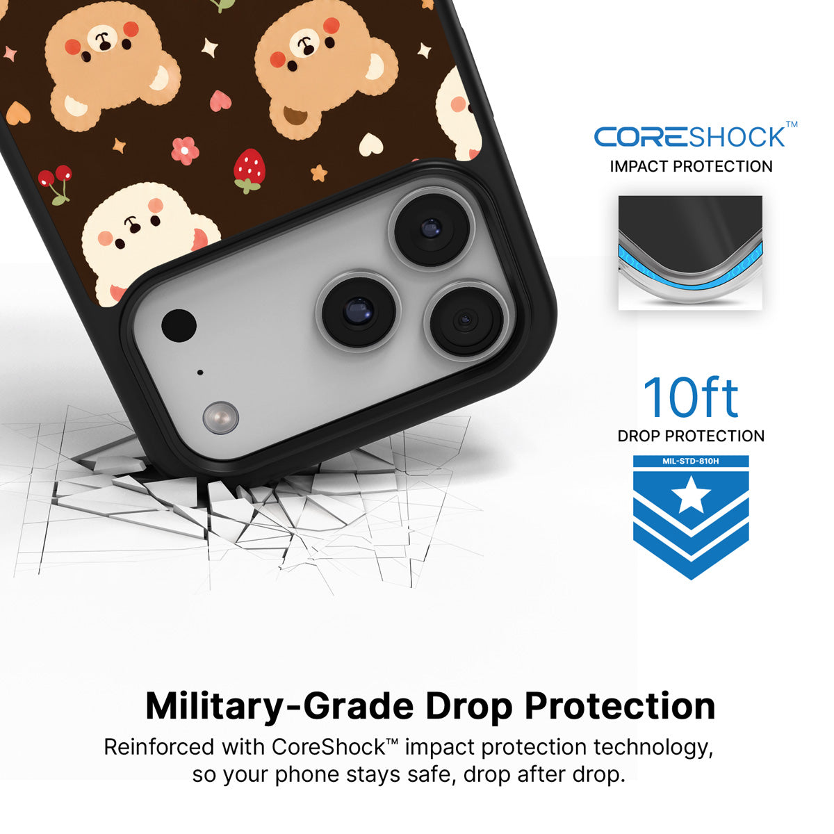 Cocoa Cuddles iPhone 17 Pro case with drop protection
