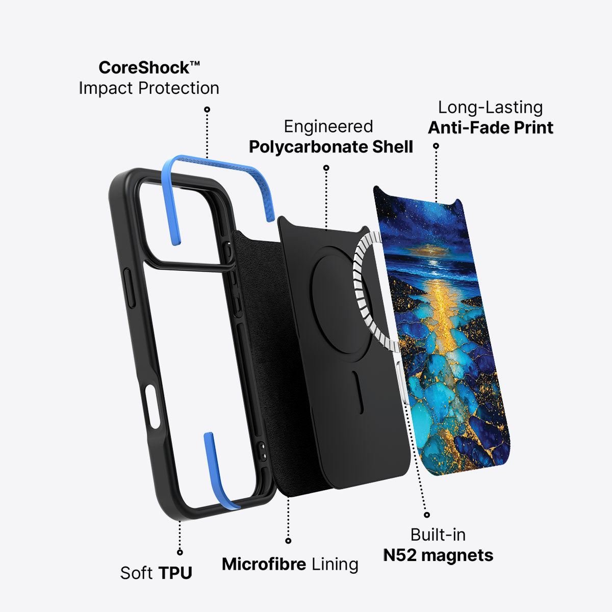 Ocean Designer iPhone 17 Pro Case – Cosmic Seascape | MagSafe