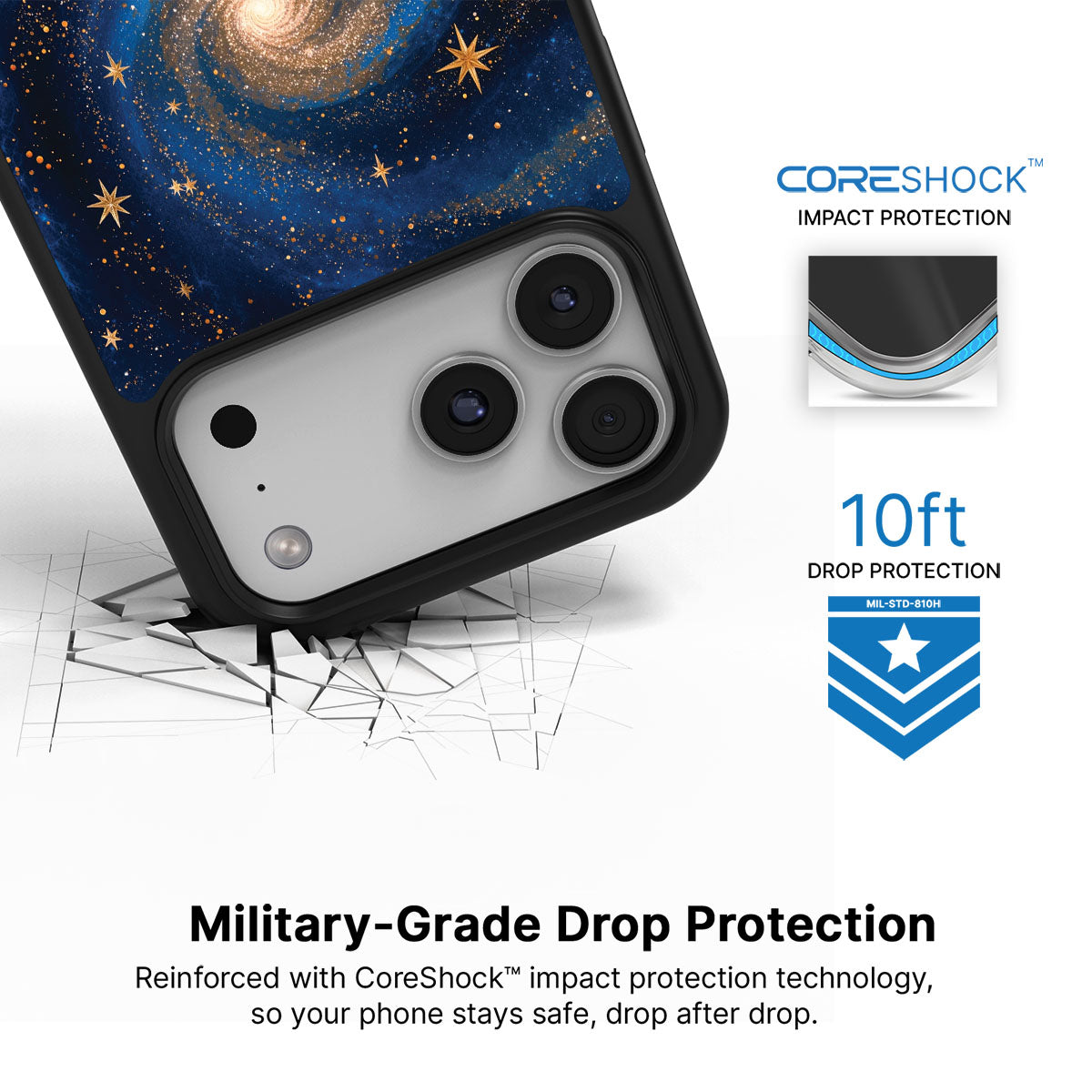 Galaxy Designer iPhone 17 Pro Case – Cosmic Tide | MagSafe