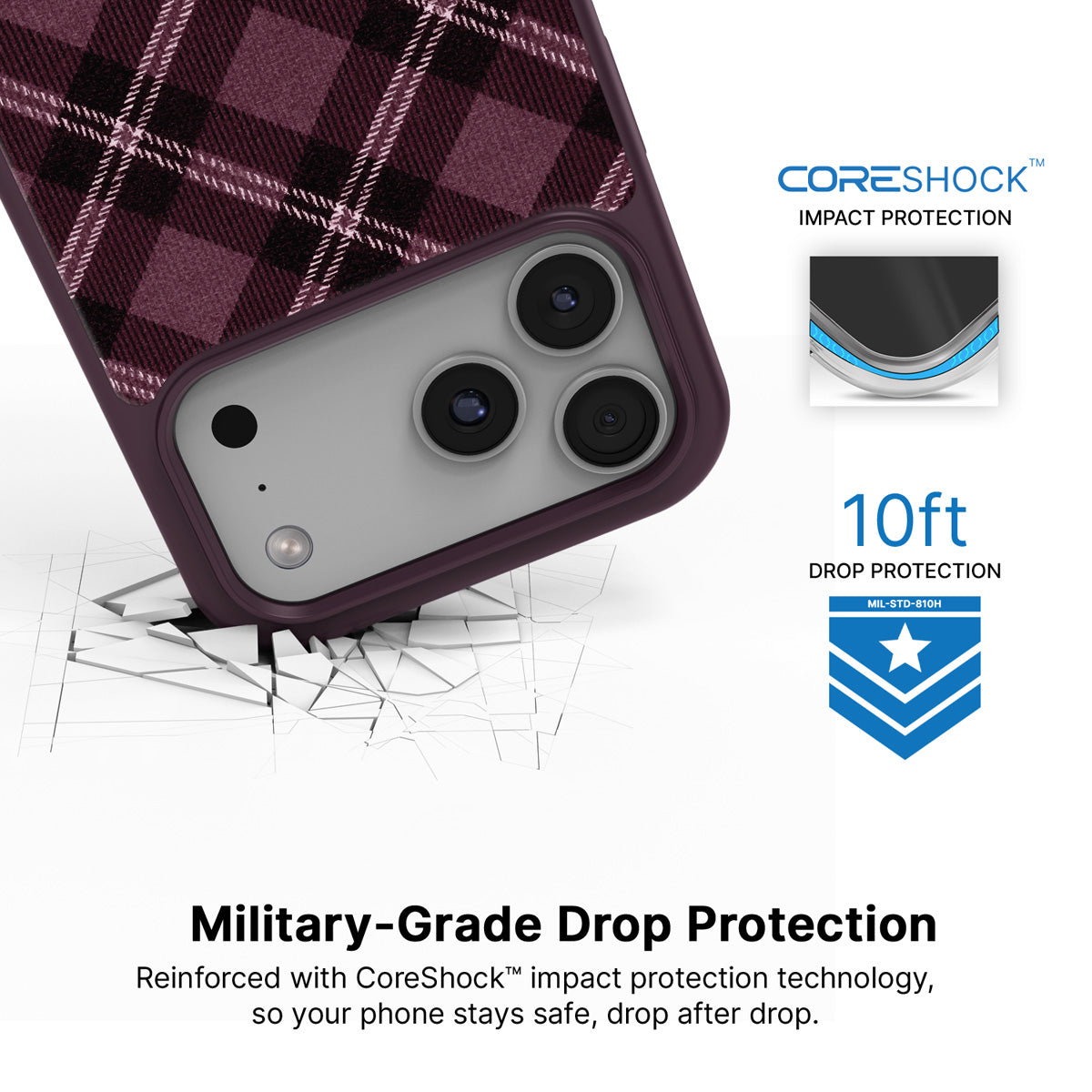 Merlot Weave iPhone 17 Pro case with drop protection